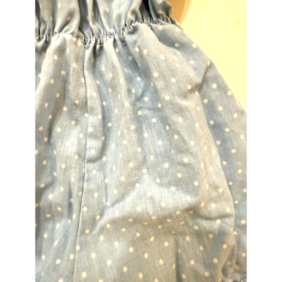 Vintage Polar Romper Girls 2T Blue White Polka Dot Smocked Infantwear Made USA - Picture 6 of 6